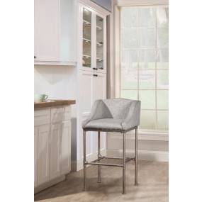 Hillsdale Furniture Dillon Metal Bar Height Stool, Textured Silver with Light Gray Fabric - 4188-830
