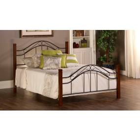 Hillsdale Furniture Matson Full Metal Bed with Cherry Wood Posts, Black - 1159BFR