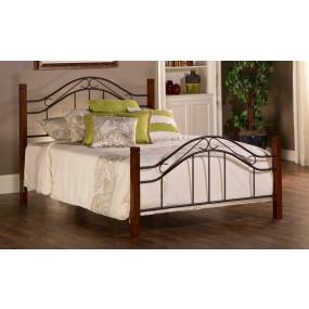 Hillsdale Furniture Matson Queen Metal Bed with Cherry Wood Posts, Black - 1159BQR