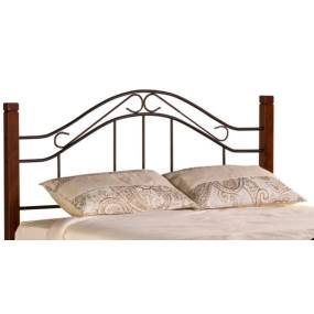 Hillsdale Furniture Matson Full/Queen Metal Headboard with Frame and Cherry Wood Posts, Black - 1159HFQR