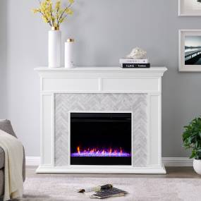 Torlington Color Changing Marble Tiled Fireplace - SEI Furniture FC1009359