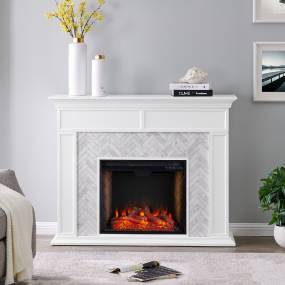 Torlington Tiled Marble Fireplace Mantel w/ Alexa Firebox - SEI Furniture FS1009359
