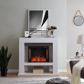Lirrington Stainless Steel Fireplace w/ Alexa Firebox - SEI Furniture FS1028059