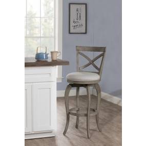 Hillsdale Furniture Ellendale Wood Bar Height Swivel Stool, Aged Gray with Fog Gray Fabric - 5304-831