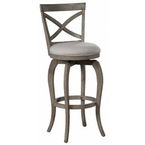 Hillsdale Furniture Ellendale Wood Counter Height Swivel Stool, Aged Gray with Fog Gray Fabric - 5304-827