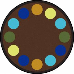 Lots of Dots 7'7" Round area rug in color Earthtone - Joy Carpets 1430E-02