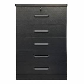 Better Home Products Xia 5 Drawer Chest of Drawers in Black Silver - Better Home 5970-XIA-BLK