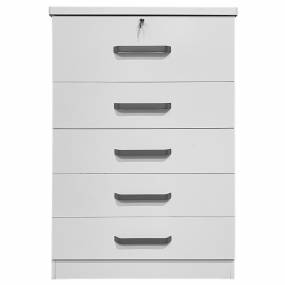 Better Home Products Xia 5 Drawer Chest of Drawers in White - Better Home 5970-XIA-WHT
