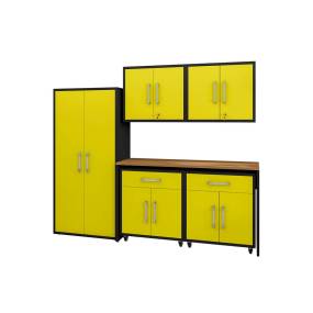 Eiffel 6-Piece Garage Storage Set in Matte Black and Yellow - Manhattan Comfort 6-254BMC84