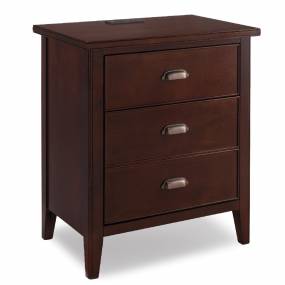 10522 Laurent Nightstand with Drawer, Door with USB-C Fast Charging Station and AC/USB Outlet, Chocolate Cherry - Leick Furniture 10522