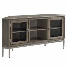 Gray 57" Corner TV Stand with Pewter Metal Base for 62" TV's - Leick Home 84388