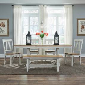 6 Piece Trestle Table Set  - Liberty Furniture 62WH-CD-6TRS