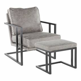 Roman Lounge Chair + Ottoman - LumiSource C2-ROMAN BKGY