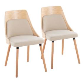 Anabelle Mid-Century Modern Chair in Natural Wood and Cream Fabric by LumiSource (Set of 2) - Lumisource CH-ANBEL1 NACR2