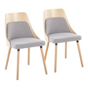 Anabelle Mid-Century Modern Chair in Natural Wood and Grey Fabric by LumiSource (Set of 2) - Lumisource CH-ANBEL1 NAGY2