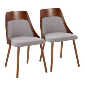 Anabelle Mid-Century Modern Chair in Walnut Wood and Grey Fabric by LumiSource (Set of 2) - Lumisource CH-ANBEL1 WLGY2