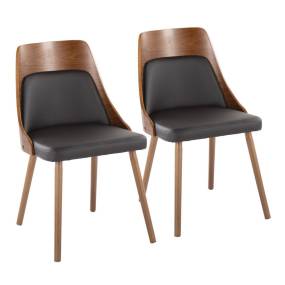 Anabelle Mid-Century Modern Chair in Walnut Wood and Brown Faux Leather by LumiSource (Set of 2) - Lumisource CH-ANBEL1 WLPUBN2