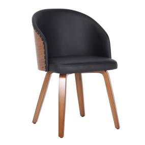 Ahoy Mid-Century Modern Side Chair in Walnut Bamboo and Black Faux Leather by LumiSource - Lumisource CHS-AHOY WLBK