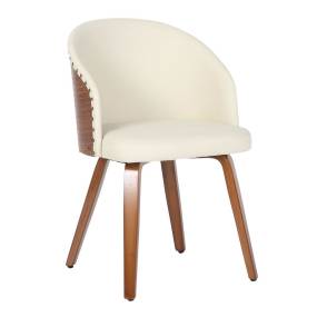 Ahoy Mid-Century Modern Side Chair in Walnut Bamboo and Cream Faux Leather by LumiSource - Lumisource CHS-AHOY WLCR