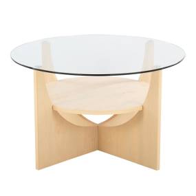 U-Shaped Contemporary Coffee Table in Natural Wood and Clear Glass by LumiSource - Lumisource CT-USHAPED NAGL