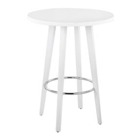 Ahoy Contemporary Counter Table in White Wood with Chrome Metal Footrest by LumiSource - Lumisource T37-AHOY-R W