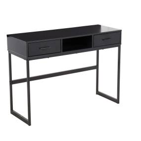 Franklin Contemporary Console Table in Black Metal and Black Wood by LumiSource - Lumisource TBC-FRANKLIN BKBK