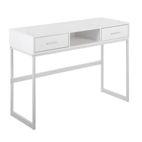 Franklin Contemporary Console Table in White Metal and White Wood by LumiSource - Lumisource TBC-FRANKLIN WW