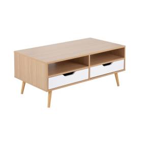 Astro Contemporary Coffee Table in Natural and White Wood by LumiSource - Lumisource TC-ASTRO NAW