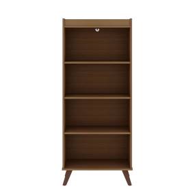 Hampton 4-Tier Bookcase with Solid Wood Legs in Maple Cream - Manhattan Comfort 65-12PMC10