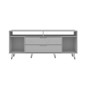 Rockefeller 62.99 TV Stand with Metal Legs and 2 Drawers in White - Manhattan Comfort 65-130GMC1