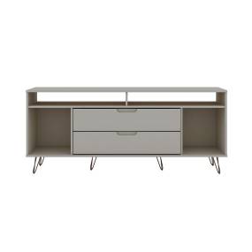 Rockefeller 62.99 TV Stand with Metal Legs and 2 Drawers in Off White - Manhattan Comfort 65-130GMC3