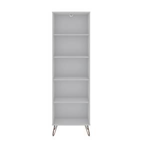 Rockefeller Bookcase 2.0 with 5 Shelves and Metal Legs in White - Manhattan Comfort 65-131GMC1