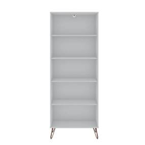 Rockefeller Bookcase 3.0 with 5 Shelves and Metal Legs in White - Manhattan Comfort 65-132GMC1
