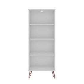 Rockefeller Bookcase 1.0 with 4 Shelves and Metal Legs in White - Manhattan Comfort 65-139GMC1