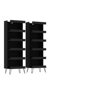 Rockefeller 2-Piece Shoe Storage Rack with 12 Shelves in Black - Manhattan Comfort 65-140GMC2