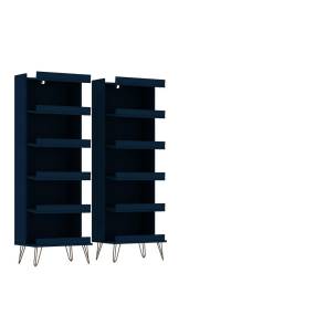 Rockefeller 2-Piece Shoe Storage Rack with 12 Shelves in Tatiana Midnight Blue - Manhattan Comfort 65-140GMC4