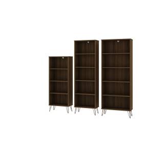 Rockefeller 3-Piece Multi Size Bookcases in Brown - Manhattan Comfort 65-146GMC5