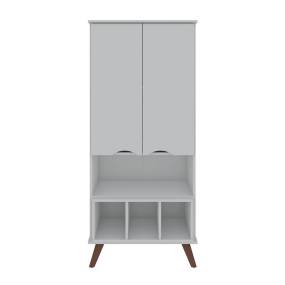 Hampton 26.77 Display Cabinet 6 Shelves and Solid Wood Legs in White - Manhattan Comfort 65-14PMC1