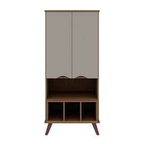 Hampton 26.77 Display Cabinet 6 Shelves and Solid Wood Legs in Off White and Maple Cream - Manhattan Comfort 65-14PMC11