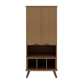 Hampton 26.77 Display Cabinet 6 Shelves and Solid Wood Legs in Maple Cream - Manhattan Comfort 65-14PMC5