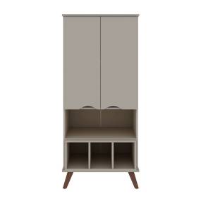 Hampton 26.77 Display Cabinet 6 Shelves and Solid Wood Legs in Off White - Manhattan Comfort 65-14PMC6