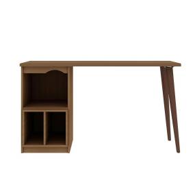 Hampton 53.54 Home Office Desk with 3 Cubby Spaces and Solid Wood Legs in Maple Cream - Manhattan Comfort 65-15PMC5