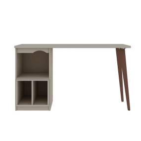 Hampton 53.54 Home Office Desk with 3 Cubby Spaces and Solid Wood Legs in Off White - Manhattan Comfort 65-15PMC6