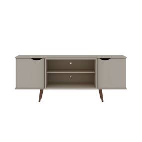 Hampton 62.99 TV Stand with 4 Shelves and Solid Wood Legs in Off White - Manhattan Comfort 65-17PMC6