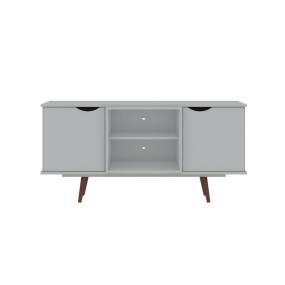 Hampton 53.54 TV Stand with 4 Shelves and Solid Wood Legs in White - Manhattan Comfort 65-18PMC1