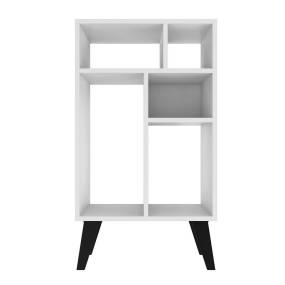 Warren Low Bookcase 3.0 with 5 Shelves in White with Black Feet - Manhattan Comfort 65-190AMC205