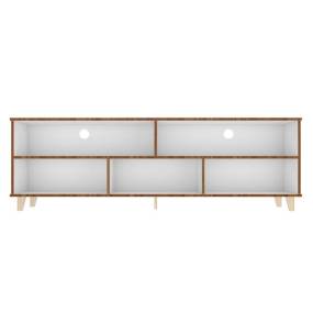 Warren 70.87 TV Stand with 5 Shelves in White and Oak - Manhattan Comfort 65-191AMC160
