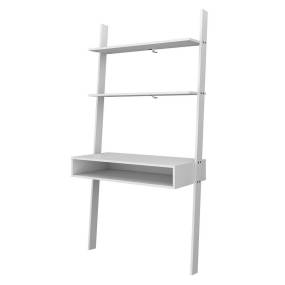Cooper Ladder Desk with 2 Floating Shelves in White - Manhattan Comfort 65-193AMC6