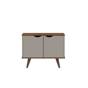 Hampton 33.07 Accent Cabinet with 2 Shelves Solid Wood Legs in Off White and Maple Cream - Manhattan Comfort 65-19PMC11