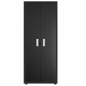 Fortress Textured Metal 75.4" Garage Cabinet with 4 Adjustable Shelves in Charcoal Grey - Manhattan Comfort 1GMCF-CH